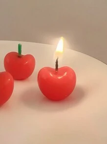 5pcs Cherry Shaped Candles, Cute Retro Cake Party Decorations, Sweet Birthday Cake Decor Candles - Red - View 3