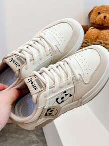 2024 Nowa Jesienna Koreańska Wersja Ins Oddychające Białe Trampki, Niskie Buty Casualowe Płaskie Platformy Dla Kobiet