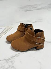 Stivaletti corti alla moda per ragazze con zip laterale, semplici e stilosi, adatti per bambini, bambine, principesse, per tutte le stagioni