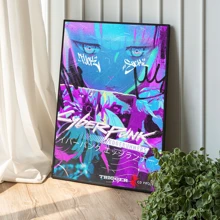 Tranh treo tường (1/3 tấm), có khung tùy chọn, tranh phong cách Anime Cyberpunk, tranh in trên vải canvas, tranh nghệ thuật, tranh vẽ trên tường, tranh không khung, tranh có khung. - Nhiều màu - Xem 6