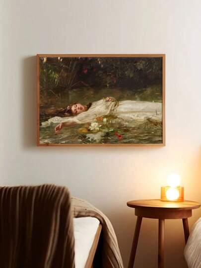 1pc Classic Victorian Gothic Ophelia Art Print Poster - Frameless Canvas Wall Decor, Suitable For Living Room, Bedroom, Home Office - Portrait, Fashion Theme, Ink Material, Suitable For Autumn/Winter Indoor Wall Decoration - Mysterious Aesthetic Art Piece, Also Suitable For Dining Room, Bathroom