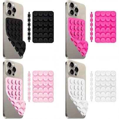 Estuche de teléfono con ventosa de silicona - de doble cara, soporte de agarre fuerte sin manos para selfies y videos, compatible con iPhone y Android - Soporte adhesivo de silicona, apto para ducha, ideal para grabación de video y fotografía