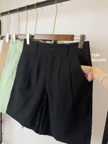 ISADORA MODA WOMEN'S LINEN BERMUDA SHORTS WITH POCKETS, ELEGANCE AND - Black - View 4