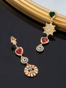 1 par de pendientes elegantes de latón con diseño geométrico vintage, apropiados para uso diario