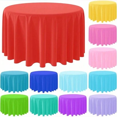 1 件 84 英寸圆形一次性塑料桌布，纯色桌布，适用于生日派对、婚礼、节日、擦拭干净、圆形餐桌装饰、派对用品、防水桌布，适用于复活节、感恩节、母亲节