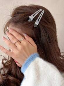 10 chiếc/2 chiếc Kẹp tóc rỗng thời trang đường phố dễ thương đơn giản tiện dụng phong cách Y2K dành cho nữ, kích thước 2.56 inch, màu hồng/trong suốt/vàng/nâu/xám, phù hợp cho kiểu tóc hàng ngày của phụ nữ, sử dụng trong salon làm đẹp, kẹp tóc, ghim cài tóc, đồ dùng học tập, kẹp tóc màu hồng, phụ kiện Valentine, phụ kiện đội đầu, kẹp tóc - Nhiều màu - Xem 2