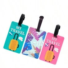 3pcs/Set Holiday Style PVC Soft Rubber Luggage Tags, Practical Luggage Accessories Easy To Identify Luggage & Backpacks, Card Sleeve For Name Writing To Prevent Loss, Lightweight, Suitable As Party, Family, Christmas, Halloween, Birthday Gifts Bag For School School Accessories School Stuff - Multicolor - View 1