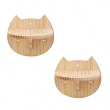 Cat Face Shaped Cat Climbing Shelf, Wall-Mounted Durable Pine Wood Cat Climbing Wall Shelf, Suitable For Indoor Cats To Climb And Play, Max Load 12kg (26lb)
