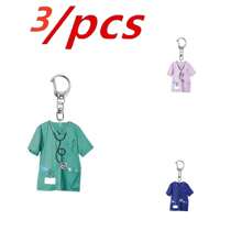3pcs/1pc Nurse Keychain - 2D Acrylic Design With Stethoscope & Name Tag Acrylic Pendant - Perfect Gift For Nurse Appreciation Halloween School Letter Car Accessories Cute Goth Y2k