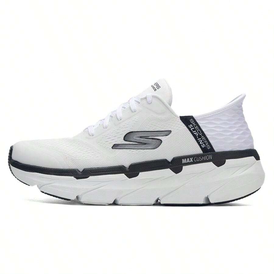 Skechers 休闲轻便缓震跑步鞋，套穿式公路跑步运动鞋 220313-WBK - 白色/黑色 - 查看 1