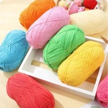 4 件，材质：60% 棉，40% 腈纶，重量：42 克/捆，加捻精梳棉纱，DIY 手工编织毛衣、钩针编织、毛绒玩具、围巾等手工艺品 - 彩色 - 查看 3