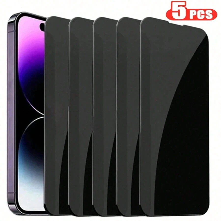 5PCS Privacy Screen Protectors Compatible With IPhone 15 14 13 12 11 Pro Max Mini, IPhone XR X XS Max 6 7 8 Plus, Anti Spy Tempered Glass Screen Protector Compatible With IPhone Series, Touch Sensitive Bubble Free Case Friendly - Black - View 1