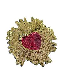 1 Peça Patch Bordado com Lantejoulas em Formato de Escudo Vermelho em Forma de Coração, Dia das Bruxas, Dia dos Namorados, Verão, Escola - 1 pedaço - Visão 10