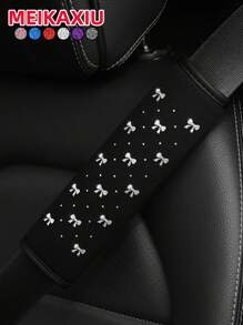 MEIKAXIU 1 件闪亮蝴蝶结 Bling Bling 柔软面料汽车安全带肩垫装饰，防夹缓解舒适汽车内饰配件，适合女性
