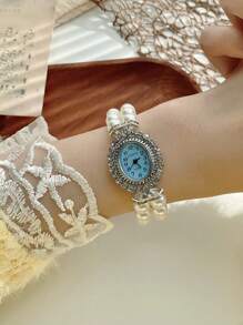 Reloj de mujer con decoración de cristales, esfera redonda con manecillas, reloj de cuarzo, ideal como regalo para estudiantes que regresan a la escuela - Unitalla - Ver 10