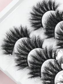 8 Pairs D Curl Natural False Eyelashes Fluffy Soft Dramatic 3D Mink Lashes Long Wispy Eyelash Cilia,Messy - 黑色 - 查看 2
