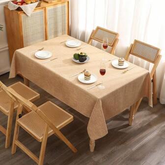 Față de masă impermeabilă cu senzație de in, rezistentă la riduri, culoare kaki, fețe de masă practică pentru atmosfera de mese în familie, decor față de masă în aer liber