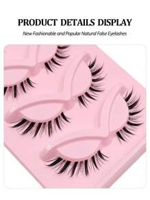 Asiteo 5 Pairs Cartoon Fox Eye False Eyelashes, Lightweight & Soft, Natural & Lengthening, Transparent Lash Band, Suitable For Daily Makeup, Reusable - 黑色 - 查看 5