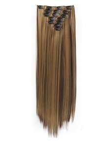 Extensions de cheveux à clipser 16 pièces, 22 pouces 7 pièces lisseur long, convient pour les extensions de cheveux synthétiques et les perruques des femmes