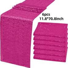 6pcs Pack Sequin Table Runner, Rose Gold, 11.8 X 108.2 Inches Shiny Table Runner, Suitable For Birthday, Wedding, Party, Valentine's Day, Holiday Celebrations Decor (Multi-Color Optional) - Solid Color - View 20