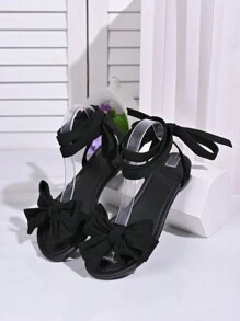 Women's Summer New Flat Sandals, Casual Comfortable Solid Color Beach Sandals, Fashionable Versatile Open Toe Shoes - Black - View 8
