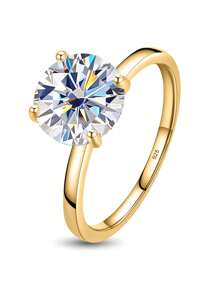 1 件精致优雅的 S925 银四爪圆形切割单钻女士戒指女士珠宝礼物订婚礼物派对礼物