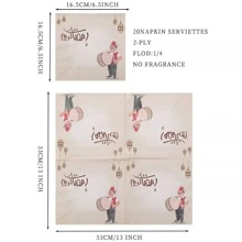 مناديل ورقية قابلة للتخلص منها مقاس 33 * 33 سم , طبقتين ناعمة وماصة، مناسبة لديكور طاولات حفلات رمضان والسفرة