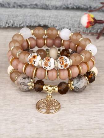 سوار خرز بتعليقة شجر مجوف 3 قطع