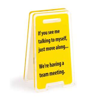 Acrylic Desk Sign "If You See Me Talking To Myself, Just Move Along... We're Having A Team Meeting." - Humorous Office Decor, Unisex Gift For Coworkers, Versatile Room Decor Back To School