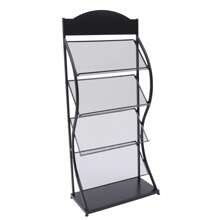 Rainaut Floor-Standing Magazine Rack Information Rack Storage Rack Newspaper Rack Display Rack Manual Book Rack Single Page Simple Iron (Black) - Black - View 5