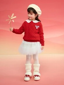 Balabala Suéter de punto para niña preadolescente Balabala, conjunto a juego familiar, jersey de Año Nuevo 2025