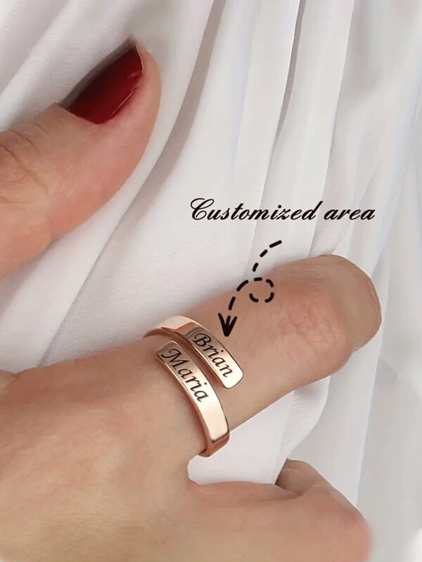 1 Anello liscio e semplice personalizzato con apertura regolabile, inciso con due nomi e date, anello da coppia, regalo personalizzato per l'anniversario