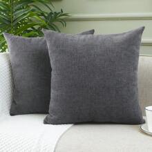 Jepeak Jepeak Pack Of 2 Chenille Cozy Throw Pillow Covers Cases, Concise Decorative Square Cushion Covers For Sofa Couch Bedroom, 26x26 Inch
