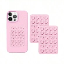 2 pièces Support de téléphone en silicone avec 24 ventouses, double-face, compatible pour la douche et le montage mural, pour le maquillage, le fitness, la salle de bain, la voiture et la cuisine