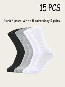 5 Pairs Of Black And White Thick Men's And Women's Winter Socks, Fashionable, Casual, Comfortable, Breathable, Odor Proof, Outdoor Sports, Running, Fitness, Compression Knee Socks, Black And White High Tube Socks For Business And Leisure Vacations