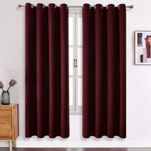 1 tấm hoặc 2 tấm rèm cửa có lỗ trên tùy chọn, rèm cách nhiệt cản sáng dệt ba lớp bằng vải cao cấp, rèm che tối cho phòng ngủ, phòng khách, nhà bếp, phòng ăn và tủ - Màu đỏ tía - rượu vang đỏ - Xem 35