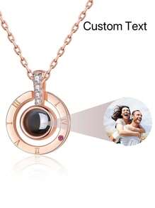 定制语言图片项链，100 种语言爱情表白，女士，锆石，闪亮戒指，华丽吊坠，奢华，情人节，周年纪念，礼物 - 彩色 - 查看 7