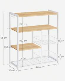 VASAGLE Baker's Racks - Noisette Clair, Blanco - Ver 4
