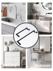 قطعة واحدة ، حامل منشفة الحوض في المطبخ على باب الخزانة ، مع خطاف ، بدون ثقب الباب، صالح لحامل المناشف المستخدمة في أدراج المطبخ ، متوفر باللون الأسود والفضي والأبيض - الأسود - مشاهدة 4