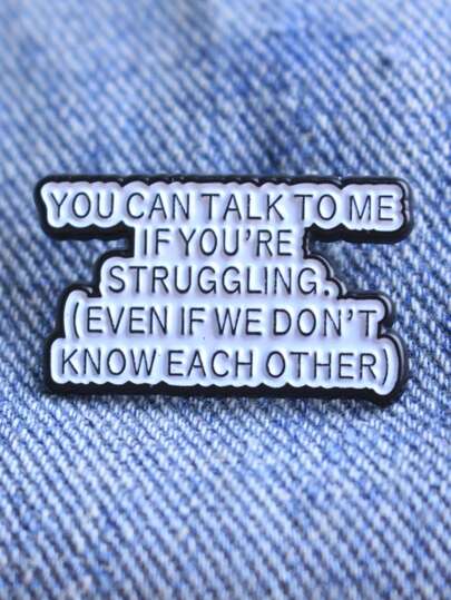 1pc Enamel Lapel Pin & Brooch With Text Design, Fun Accessory Gift For Best Friend