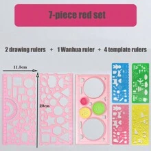 Multifunctional Ruler Set, Drawing Ruler, Drafting Ruler, Drafting Tool Kit, Versatile Protractor Ruler, Learning Stationery Set, Writing Tools, School Supplies, Exam Ruler - Multicolor - View 4