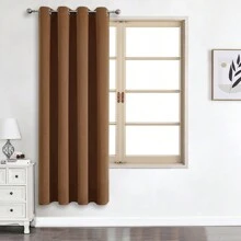 1 件或 2 件可选顶部孔眼遮光窗帘布，优质厚实三层编织纯色隔热遮光窗帘，适用于卧室、客厅、餐厅、厨房 - 黃咖色 - 查看 29