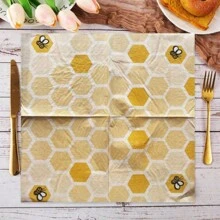 20pcs Bee Themed Party Printed Paper Napkins, Decorative Handkerchief