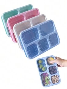 Kotak Makan Siang Reusable 4 Kompartemen dengan 5 Sekat yang Dapat Dilepas, Praktis untuk Persiapan Makanan, Camilan, dan Bekal Makan Siang, Cocok untuk Pelajar, Pekerja Kantoran, dan Berkemah - MultiWarna - View 8