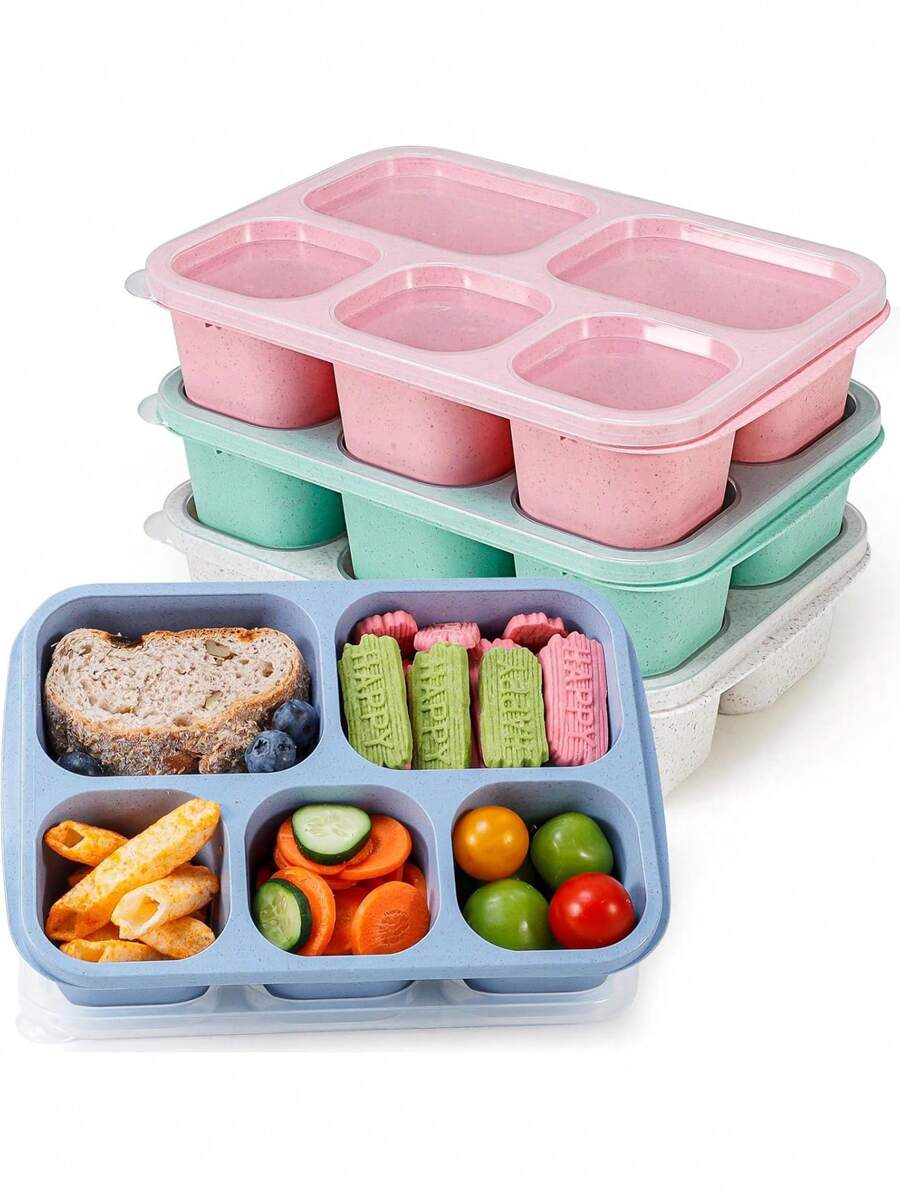 Kotak Makan Siang Reusable 4 Kompartemen dengan 5 Sekat yang Dapat Dilepas, Praktis untuk Persiapan Makanan, Camilan, dan Bekal Makan Siang, Cocok untuk Pelajar, Pekerja Kantoran, dan Berkemah - MultiWarna - View 1