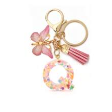 1pc Women's Boho Fashionable Pink Glittery Heart Shaped & English Letter Keychain With Tassel & Butterfly Design, Heart Shape Glitter, Crystal, Tassel And Butterfly Pendant Car Hanging Pendant Women Gift, Wallet And Handbag Accessories For Couple, Mother, Valentine's Day, Friends As Gift, Bag Pendant - Рожевий - Переглянути 10