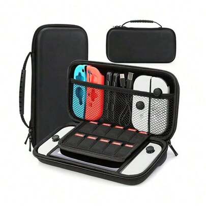 Funda de transporte compatible con Switch y modelo Switch OLED 2021, funda de transporte portátil para accesorios y consola, negra