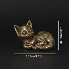 1 Mosiężna figurka kota, metalowa dekoracja retro, miniaturowa ozdoba krajobrazu