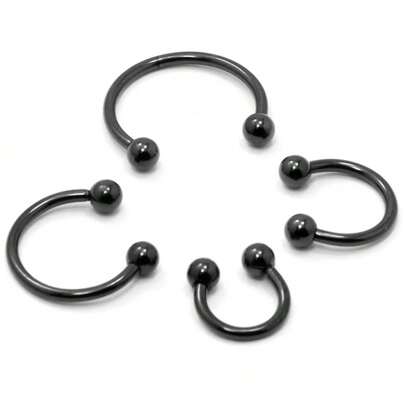 M2 Piercing Piercing Ferradura em Aço Cirúrgico Preto PVD