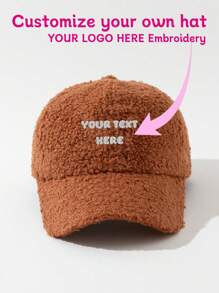 1pc Customizable Embroidered Letter Teddy Plush Baseball Cap, Choose Font And Color, Unisex Autumn/Winter Warm Teddy Plush Baseball Cap, Stylish Personalized Hat, Good Gift For Valentine's Day, Birthday, Holiday Party, Anniversary, Best Friend, Mom/Dad, Her/Him, Girlfriend/Boyfriend/Friend - Baseball Cap - View 9